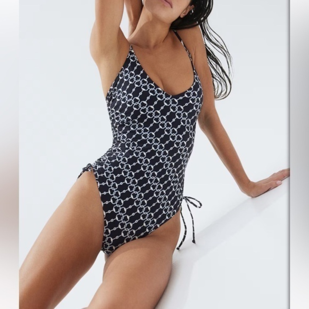Blue & white Chain Print Swimsuit
